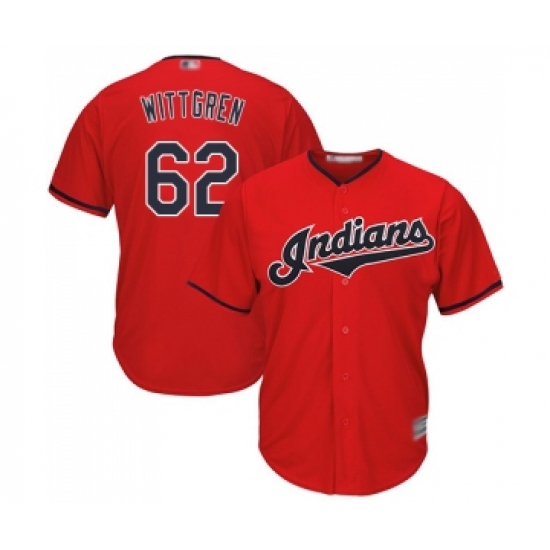 Men's Cleveland Indians 62 Nick Wittgren Replica Scarlet Alternate 2 Cool Base Baseball Jersey