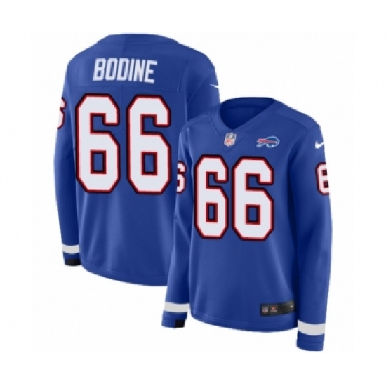 Women's Nike Buffalo Bills 66 Russell Bodine Limited Royal Blue Therma Long Sleeve NFL Jersey