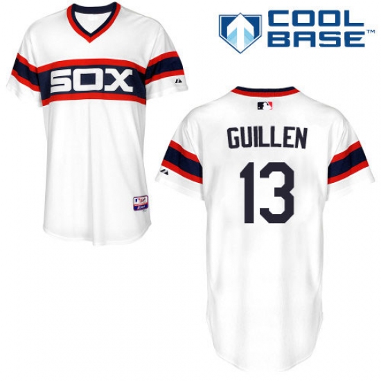 Men's Majestic Chicago White Sox 13 Ozzie Guillen White Alternate Flex Base Authentic Collection MLB Jersey