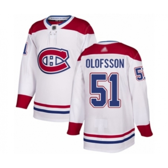 Men's Montreal Canadiens 51 Gustav Olofsson Authentic White Away Hockey Jersey