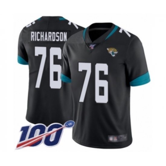 Men's Jacksonville Jaguars 76 Will Richardson Black Team Color Vapor Untouchable Limited Player 100th Season Football Jersey
