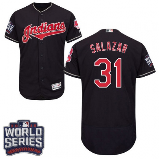 Men's Majestic Cleveland Indians 31 Danny Salazar Navy Blue 2016 World Series Bound Flexbase Authentic Collection MLB Jersey