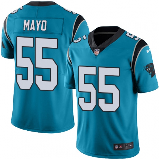 Men's Nike Carolina Panthers 55 David Mayo Blue Alternate Vapor Untouchable Limited Player NFL Jersey