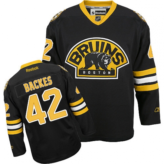 Men's Reebok Boston Bruins 42 David Backes Authentic Black Third NHL Jersey