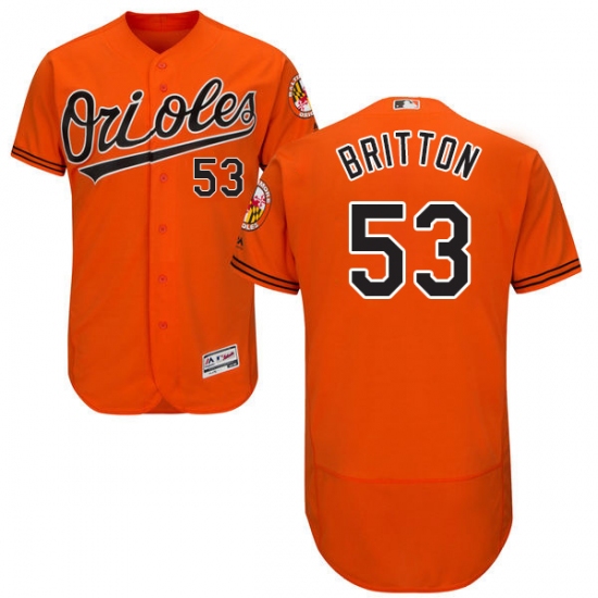Men's Majestic Baltimore Orioles 53 Zach Britton Orange Alternate Flex Base Authentic Collection MLB Jersey