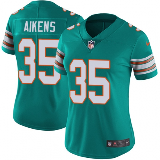 Women's Nike Miami Dolphins 35 Walt Aikens Elite Aqua Green Alternate NFL Jersey