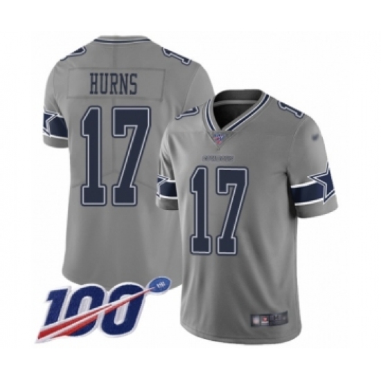 Youth Dallas Cowboys 17 Allen Hurns Limited Gray Inverted Legend 100th Season Football Jersey