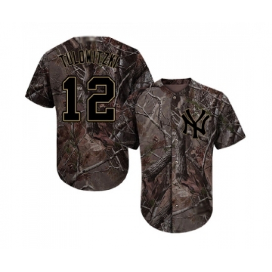 Youth New York Yankees 12 Troy Tulowitzki Authentic Camo Realtree Collection Flex Base Baseball Jersey