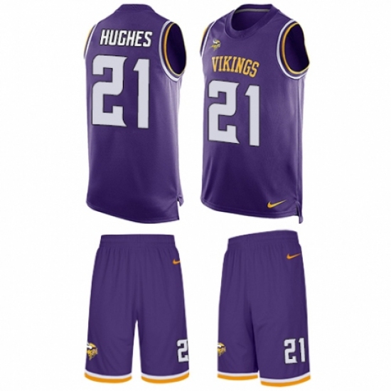 Men's Nike Minnesota Vikings 21 Mike Hughes Limited Purple Tank Top Suit NFL Jersey