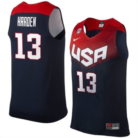 Men's Nike Team USA 13 James Harden Swingman Navy Blue 2014 Dream Team Basketball Jersey