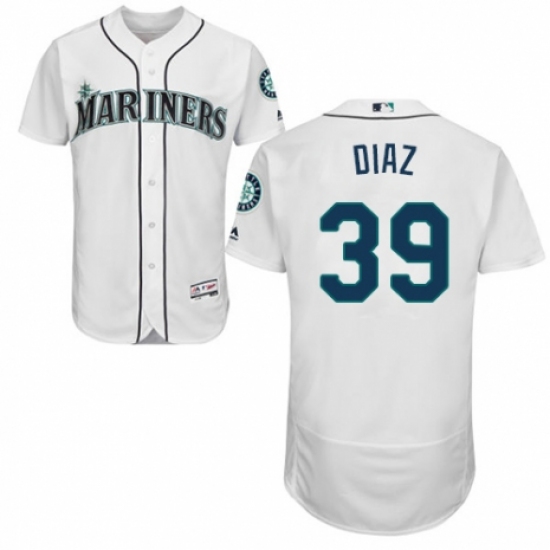 Men's Majestic Seattle Mariners 39 Edwin Diaz White Home Flex Base Authentic Collection MLB Jersey