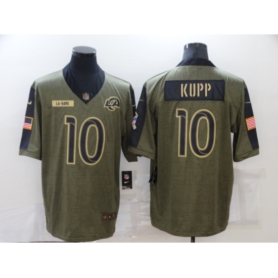 Men's Los Angeles Rams 10 Cooper Kupp Nike Olive 2021 Salute To Service Limited Player Jersey