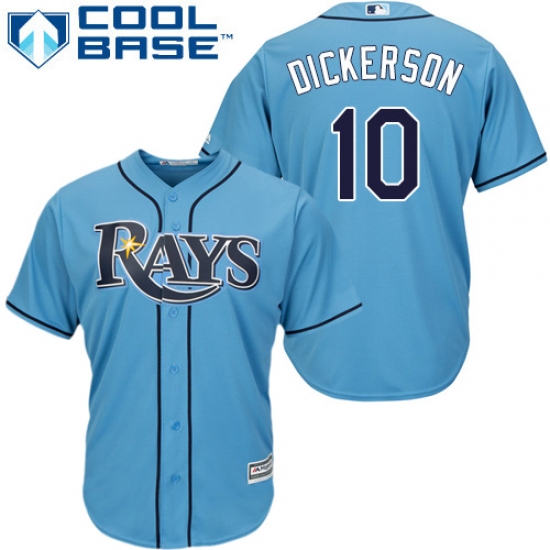 Men's Majestic Tampa Bay Rays 10 Corey Dickerson Replica Light Blue Alternate 2 Cool Base MLB Jersey
