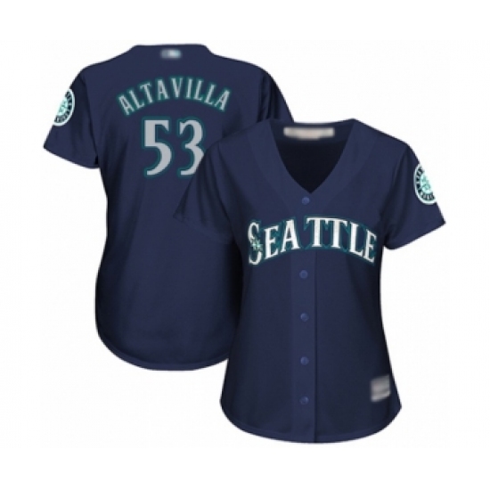 Women's Seattle Mariners 53 Dan Altavilla Authentic Navy Blue Alternate 2 Cool Base Baseball Player Jersey