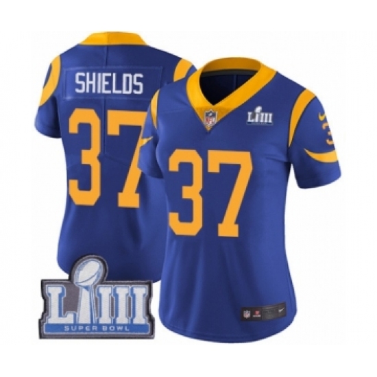 Women's Nike Los Angeles Rams 37 Sam Shields Royal Blue Alternate Vapor Untouchable Limited Player Super Bowl LIII Bound NFL Jersey