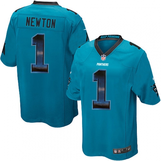 Men's Nike Carolina Panthers 1 Cam Newton Limited Blue Strobe NFL Jersey