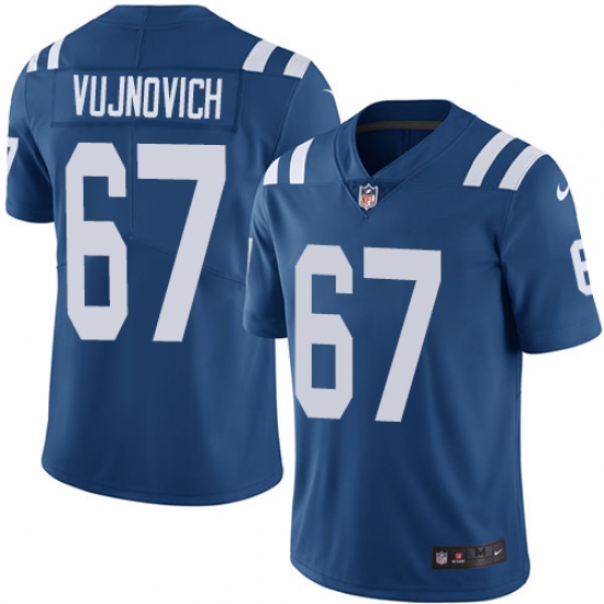 Men's Nike Indianapolis Colts 67 Jeremy Vujnovich Royal Blue Team Color Vapor Untouchable Limited Player NFL Jersey