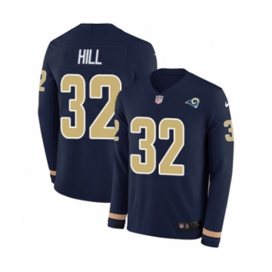 Men's Nike Los Angeles Rams 32 Troy Hill Limited Navy Blue Therma Long Sleeve NFL Jersey