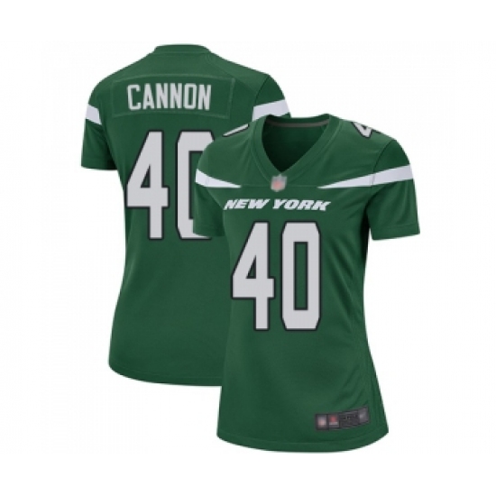 Women's New York Jets 40 Trenton Cannon Game Green Team Color Football Jersey