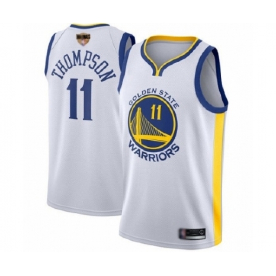 Youth Golden State Warriors 11 Klay Thompson Swingman White 2019 Basketball Finals Bound Basketball Jersey - Association Edition