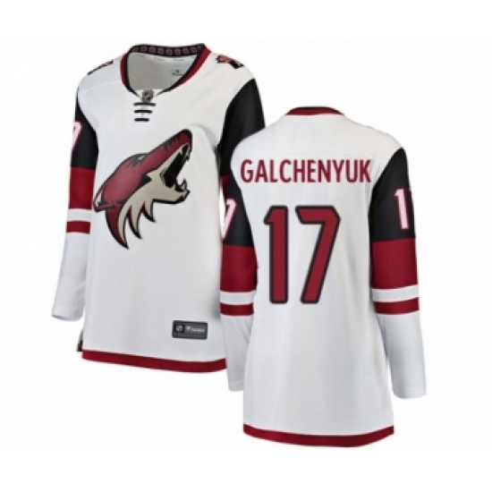 Women's Arizona Coyotes 17 Alex Galchenyuk Authentic White Away Fanatics Branded Breakaway NHL Jersey