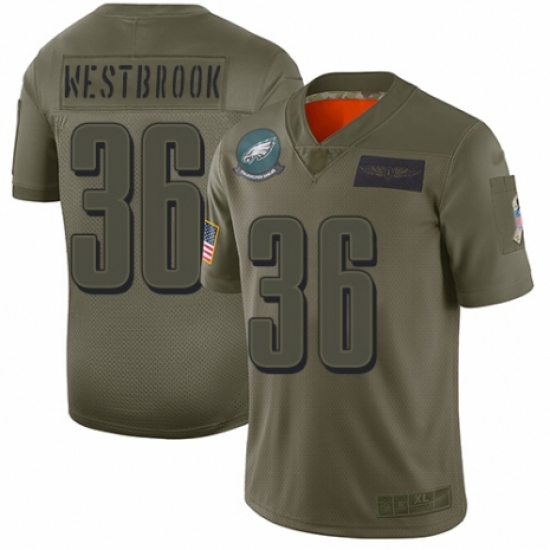 Women's Philadelphia Eagles 36 Brian Westbrook Limited Camo 2019 Salute to Service Football Jersey
