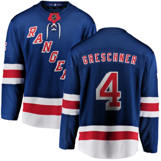 Men's New York Rangers 4 Ron Greschner Fanatics Branded Royal Blue Home Breakaway NHL Jersey