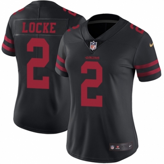 Women's Nike San Francisco 49ers 2 Jeff Locke Black Vapor Untouchable Elite Player NFL Jersey