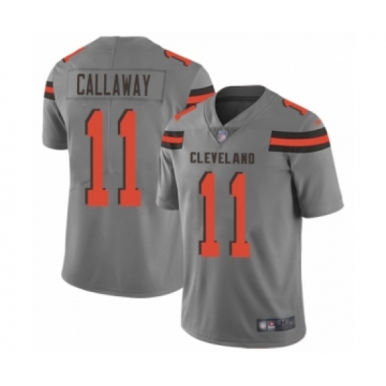 Men's Cleveland Browns 11 Antonio Callaway Limited Gray Inverted Legend Football Jersey