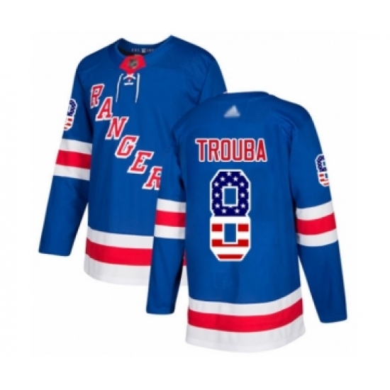 Men's New York Rangers 8 Jacob Trouba Authentic Royal Blue USA Flag Fashion Hockey Jersey