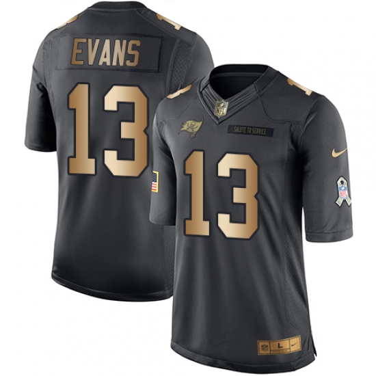 Men's Nike Tampa Bay Buccaneers 13 Mike Evans Limited Black/Gold Salute to Service NFL Jersey