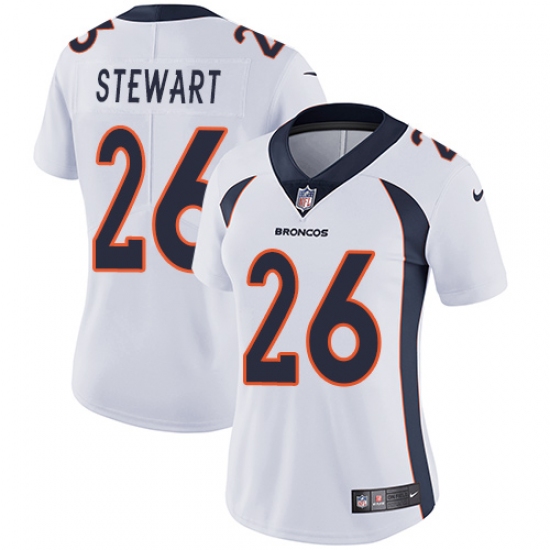 Women's Nike Denver Broncos 26 Darian Stewart Elite White NFL Jersey