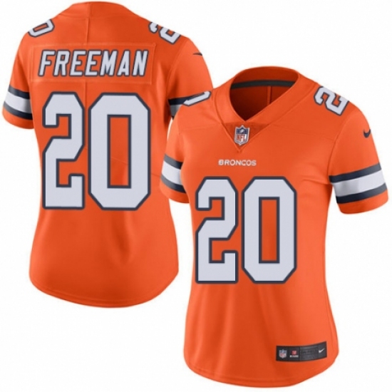 Women's Nike Denver Broncos 20 Royce Freeman Limited Orange Rush Vapor Untouchable NFL Jersey