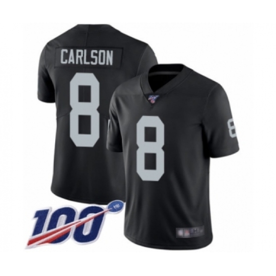 Men's Oakland Raiders 8 Daniel Carlson Black Team Color Vapor Untouchable Limited Player 100th Season Football Jersey
