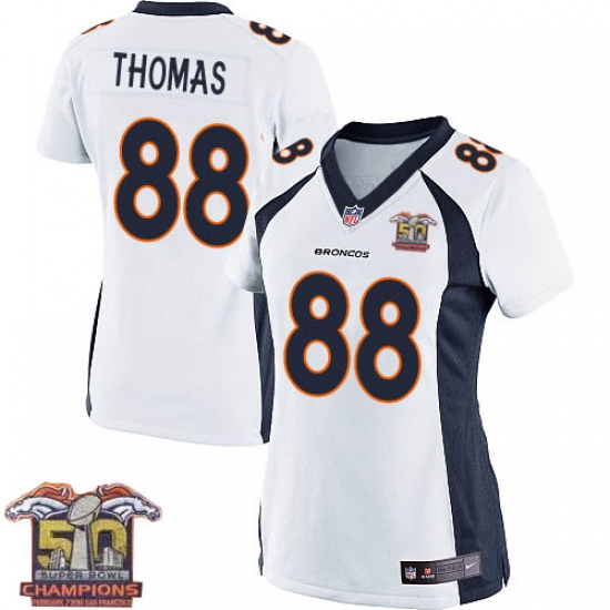Women's Nike Denver Broncos 88 Demaryius Thomas Elite White Super Bowl 50 Champions NFL Jersey