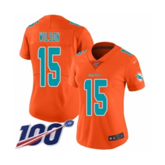 Women's Miami Dolphins 15 Albert Wilson Limited Orange Inverted Legend 100th Season Football Jersey