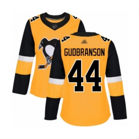 Women's Pittsburgh Penguins 44 Erik Gudbranson Authentic Gold Alternate Hockey Jersey