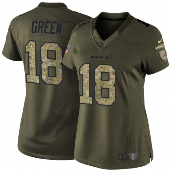 Women's Nike Cincinnati Bengals 18 A.J. Green Elite Green Salute to Service NFL Jersey