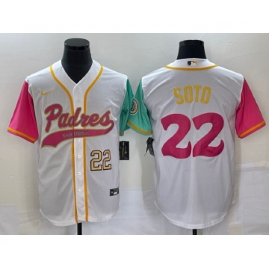 Men's San Diego Padres 22 Juan Soto Number White NEW 2023 City Connect Cool Base Stitched Jersey