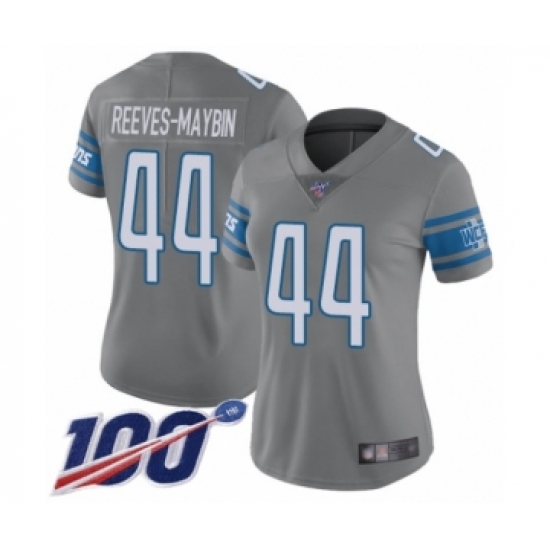 Women's Detroit Lions 44 Jalen Reeves-Maybin Limited Steel Rush Vapor Untouchable 100th Season Football Jersey