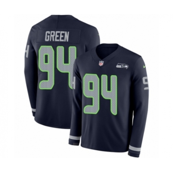Youth Nike Seattle Seahawks 94 Rasheem Green Limited Navy Blue Therma Long Sleeve NFL Jersey