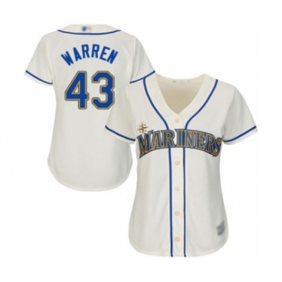 Women's Seattle Mariners 43 Art Warren Authentic Cream Alternate Cool Base Baseball Player Jersey