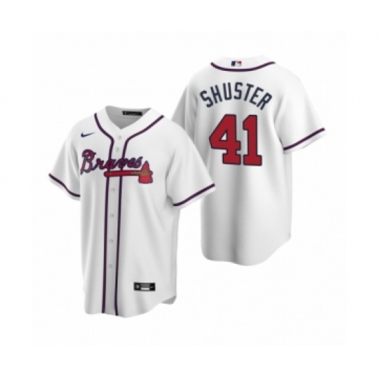Women Atlanta Braves 41 Jared Shuster White 2020 MLB Draft Replica Home Jersey