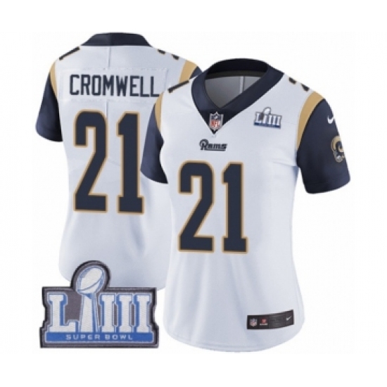 Women's Nike Los Angeles Rams 21 Nolan Cromwell White Vapor Untouchable Limited Player Super Bowl LIII Bound NFL Jersey