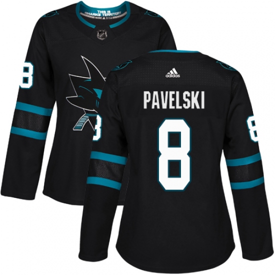 Women's Adidas San Jose Sharks 8 Joe Pavelski Premier Black Alternate NHL Jersey