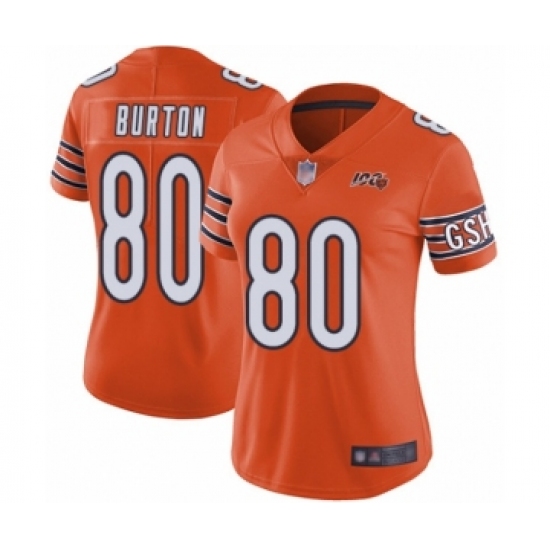 Women's Chicago Bears 80 Trey Burton Orange Alternate 100th Season Limited Football Jersey