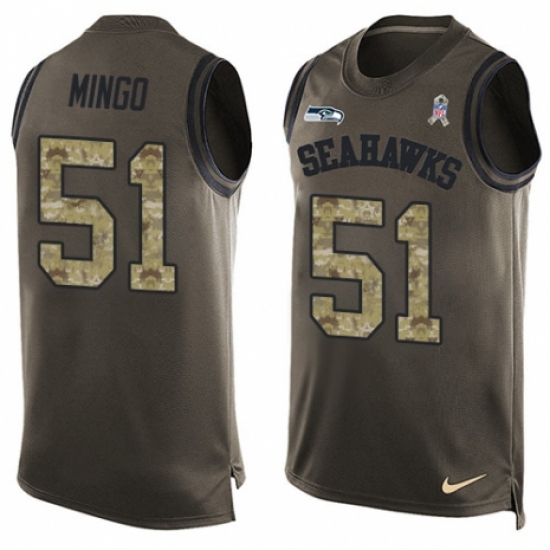 Men's Nike Seattle Seahawks 51 Barkevious Mingo Limited Green Salute to Service Tank Top NFL Jersey