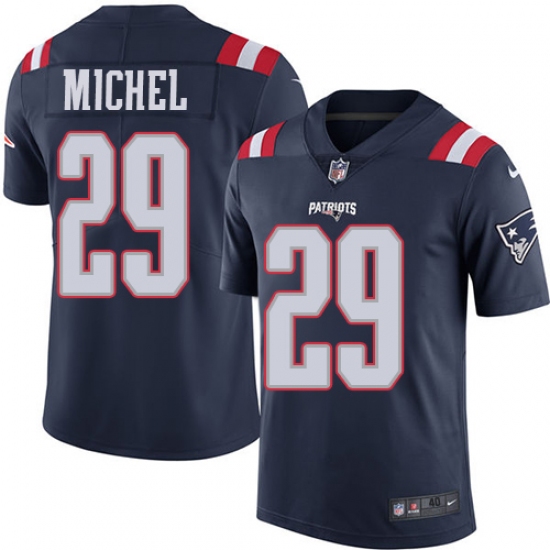 Men's Nike New England Patriots 29 Sony Michel Limited Navy Blue Rush Vapor Untouchable NFL Jersey