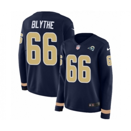 Women's Nike Los Angeles Rams 66 Austin Blythe Limited Navy Blue Therma Long Sleeve NFL Jersey