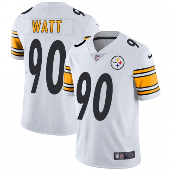 Men's Nike Pittsburgh Steelers 90 T. J. Watt White Vapor Untouchable Limited Player NFL Jersey